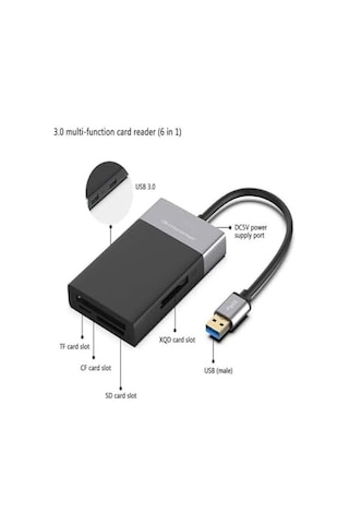 Çoklu Xqd Kart Okuyucu 6in1 Fonksiyonlu 3.0 X 2 Usb Girişi Xqd Tf Cf Sd Card Reader