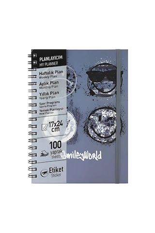 Mynote Smiley Spiralli Defter A5 17x25 Kraft Kapak, Çizgili, 100 Yaprak Beyaz