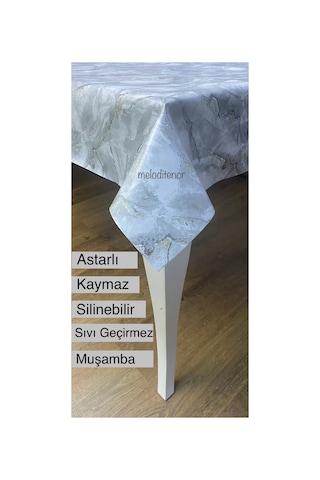 Gold Altın Detaylı Mermer Silinebilir Astarlı Kaymaz Pvc Muşamba Kare Dikdörtgen Masa Örtüsü