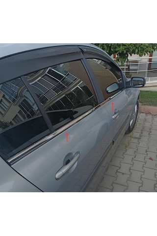 Renault Megane 2 Krom Aksesuar Seti 2 Parça Paslanmaz Çelik Sedan Cam Çıtası + Ön Panjur