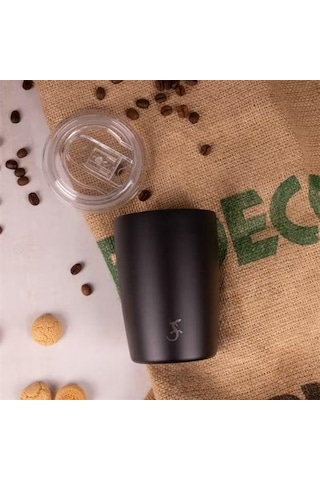 Lurch - "coffee-to-go" 300 Ml Mat Siyah, Paslanmaz Çelik Termos - Çift Cidarlı - 270983 Beyaz