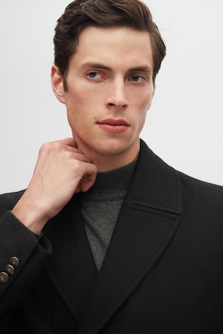 Ds Damat Regular Fit Siyah Kruvaze Denizci Metal Düğme Detaylı Kaşe Kaban 1hf08ort10005 001