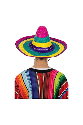 Sombrero Meksika Şapkası Renkli Örme Hasır Yetişkin Boy 1