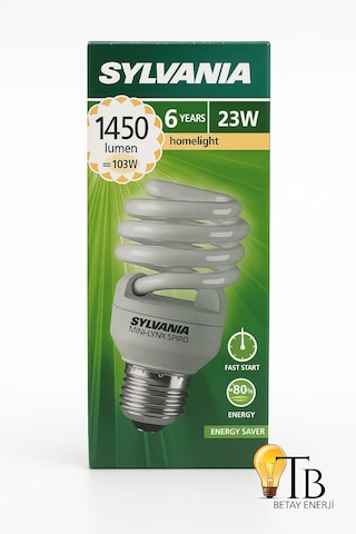 Sylvania Mini-lynx Spiro 23w Tasarruflu Ampul 1450 Lumen E27 Duy 6000 Saat Ömür Spiral Cfl 1