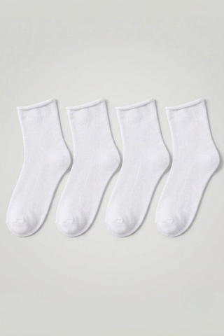 Socketta 4'lü Beyaz Kadın Bambu Dikişsiz Lastiksiz Esnek Kısa Konç Çorap - Premium Beyaz