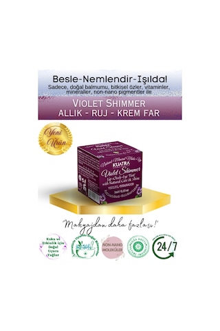 Violet Shimmer Lip-cheek-eye Tint Doğal İçerikli Allık, Ruj, Göz Farı Makyaj Ve Cilt Bakımı Mor