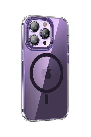 İphone Uyumlu 14 Pro Uyumlu Magsafe Şarj Özellikli Sert Pc Csk Zore Fuya Kılıf-derin Mor