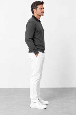 Bihan Store Erkek Yarım Fermuarlı Polo Yaka Sweatshirt 11719-antrasit