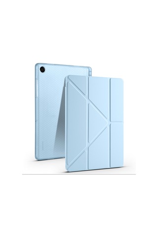 Galaxy Uyumlu Tab A11 Plus Kılıf Frm Tri Folding Kalem Bölmeli Standlı Kılıf - Siyah Kapaklı Kılıf