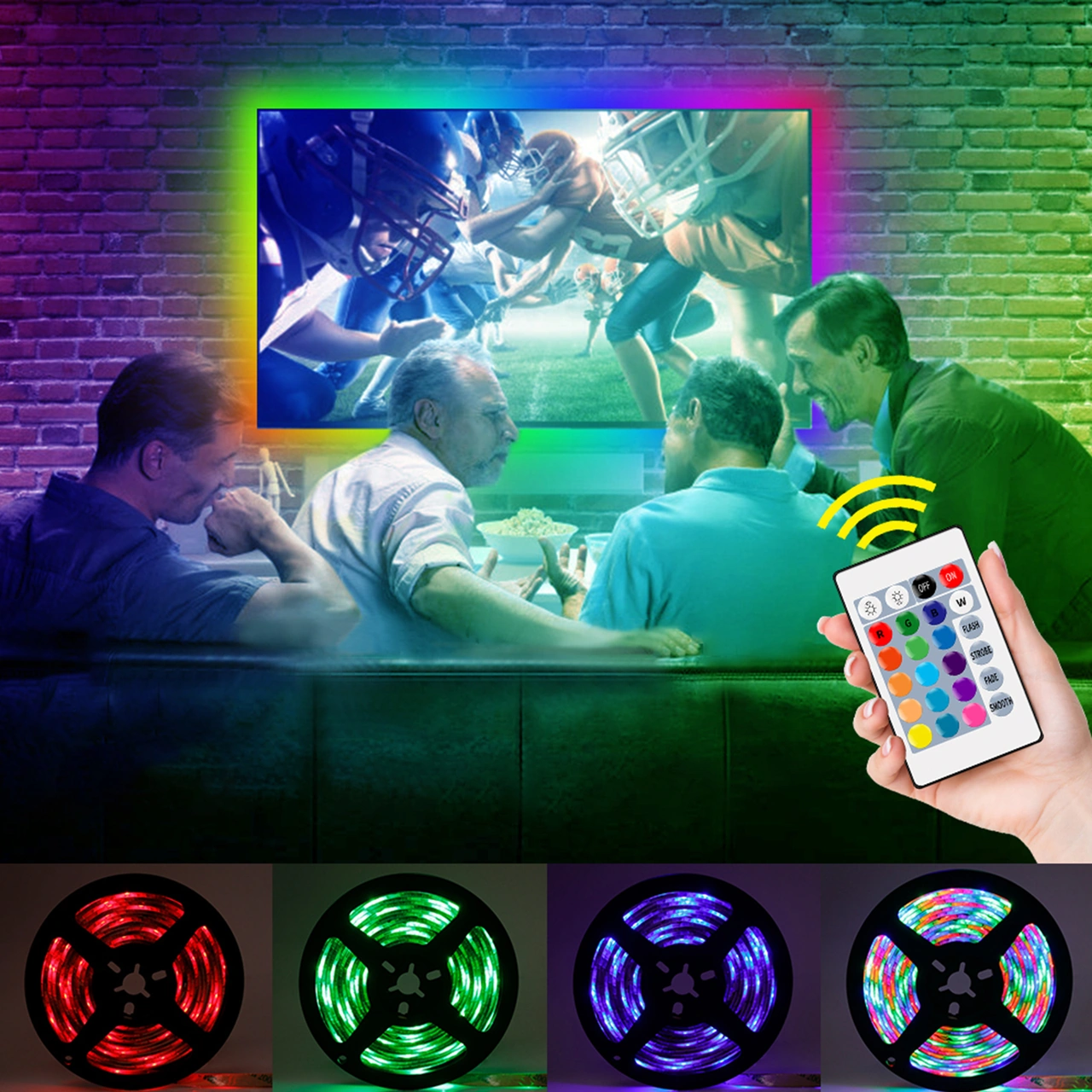 Konesam 1 Metre Rgb Işık Şeridi, 16 Renkli Kumanda Kontrollü, Su Geçirmez Led Neon, Ev Ve Dış Mekan Dekorasyonu, Usb Beslemeli