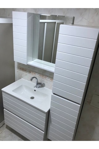 Rmr 3 Lü Banyo Dolabı Takımı 80 Lik Lavabo + Mebran Kapak +