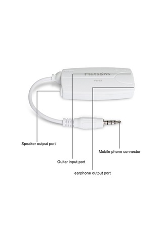 Yaozixa Gitar Ve Bas Girişli Akıllı Telefon/tablet Efekt Çevirici - 6.35mm Ve 3.5mm Çıkışlı Beyaz Adaptör