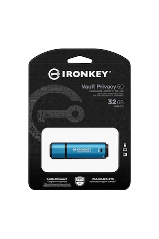 KINGSTON IRONKEY VAULT PRIVACY50 AES-256 32GB IKVP50/32GB ŞİFRELİ