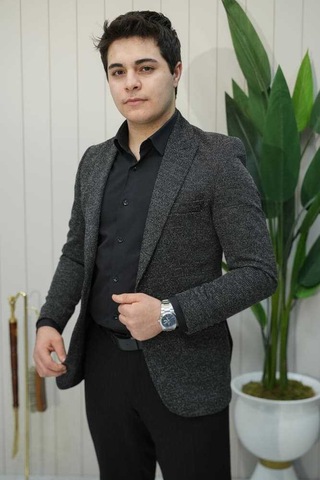 Bys Beystil Sivri Yaka Kırçıllı Siyah Ceket Lyon - Slim Fit