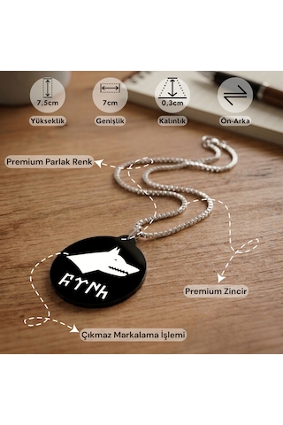 Göktürk Bayrağı Ve Çift Başlı Kartal Ay Yıldız Çift Taraflı Dikiz Aynası Süsü - Premium Piano Black Pleksi Klipsli Zincirli Araç Aksesuarı