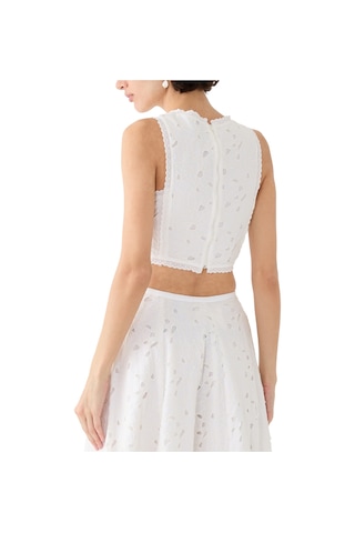 Pearl And Caviar Dantel Detaylı Kısa Üst Off White