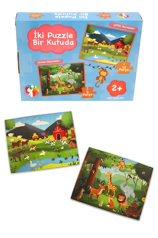 Mert Bebek 2 Puzzle Bir Kutuda Çiftlik Ve Orman Hayvanları Eğitici Çocuk Puzzle Seti 2+ Yaş Varsayılan