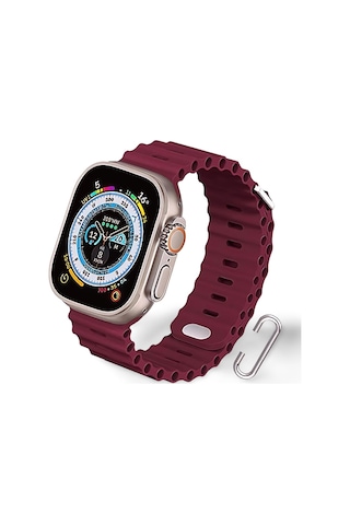 Apple Uyumlu Watch 42mm 44mm 45mm 49mm 1/2/3/4/5/6/se/7/8/ultra Akıllı Saat Ocean Kordon Ve Kayışı Bordo