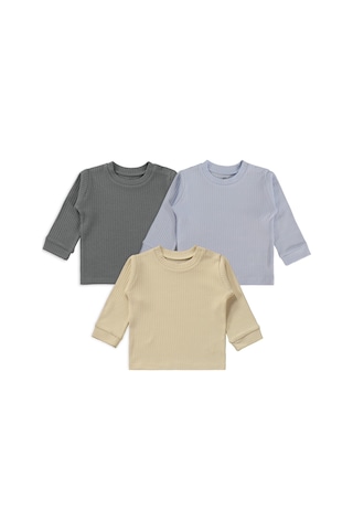 Minidamla Basic 3'lü Set 6-18 Ay Sweatshirt - Mavi