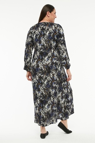 Mavi Desenli Elbise-617-mavi