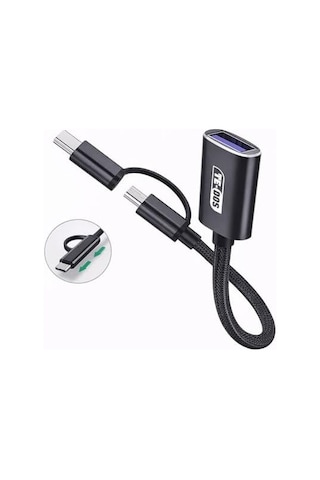 Usb Otg Adaptör Usb To Usb-c Micro Usb Dönüştürücü Kablo Flash Bellek Klavye Mouse Gamepad Bağlantı Kablosu Telefon Tablet Uyumlu Data Aktarım Adaptörü Mini Otg Çevirici Td-c3301 Acı Kahverengi