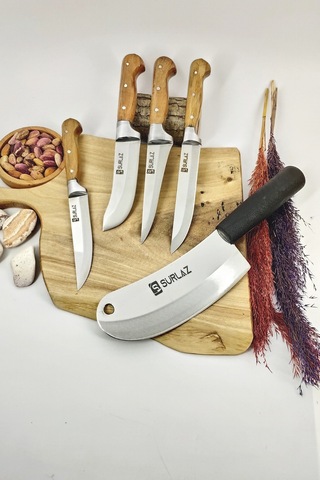 Sürmene 5 Parça Pro Satır Bıçak Set Kahverengi - Siyah