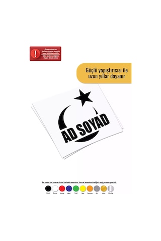 İsim Soyisim Ay Yıldız - Araç, Oto, Laptop, Duvar Uyumlu Sticker 15 16 Cm İsim Soyisim Ay Yıldız - Araç, Oto, Laptop, Duvar Uyumlu Sticker 15 16 Cm