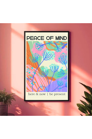 Besay Çiçek Desenli Peace Of Mind Duvar Posteri-estetik Dekoratif A2 Çerçevesiz