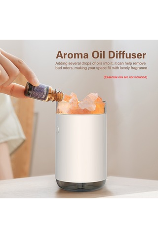 Skycity Pembe Usb Tuz Lambalı Nemlendirici, Renkli Işık Ve Aromaterapi Fonksiyonlu Yatak Odası Gece Lambası