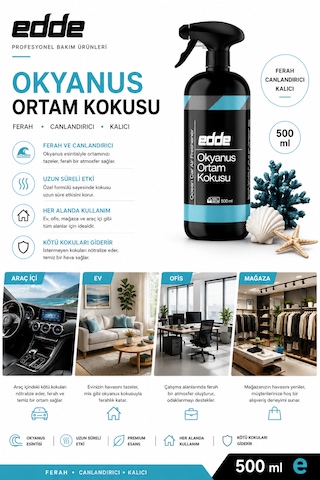 Edde Okyanus Kokulu Araba Araç Oto Ortam Kokusu Araç Içi Kokuları Oto Parfümü 500 Ml Oto Detailing