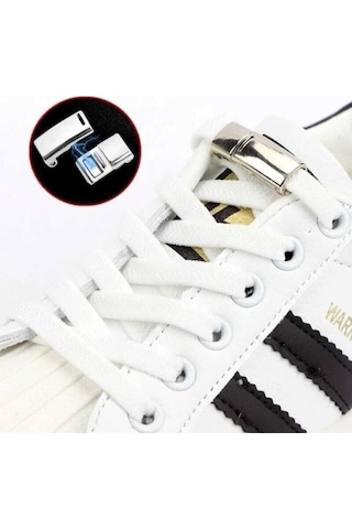 Mıknatıslı Lastikli Ayakkabı Bağcık Tokası Beyaz 100 cm