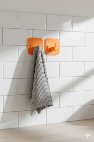 2 Li Askılık Kapı Arkası, Duvara Monte, Dayanıklı Malzeme, Turuncu 51 Turuncu