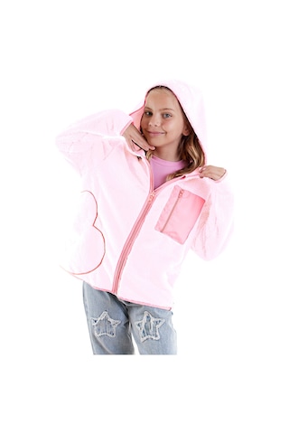 Denokids Kalp Cepli Kız Çocuk Pembe Peluş Mont Renkli