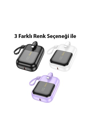 Hoco Q20 Fountain 10000mah 22.5w+pd20w Dijital Göstergeli Kablolu Powerbank Siyah Siyah