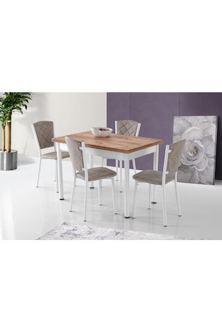 Erezogullari_Mobilya Smart Açılır Mutfak Masası Ve 4 Adet Sandalye Takımı 70*110Cm
