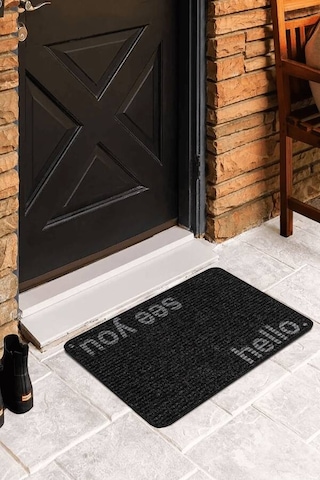 Siyah Hello Bye Kapı Önü Paspası Kp22n11