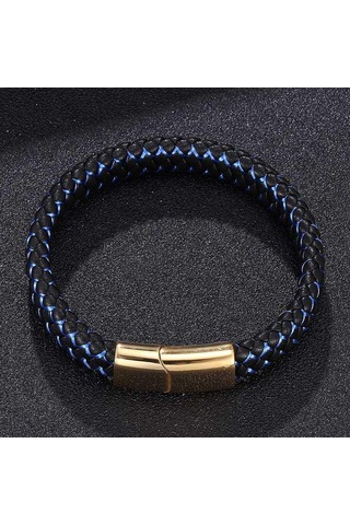 Moda Takı Deri Bileklik Erkek Paslanmaz Çelik Toka Erkek Bileklikler Bilezikler Takı Hediye Mavi