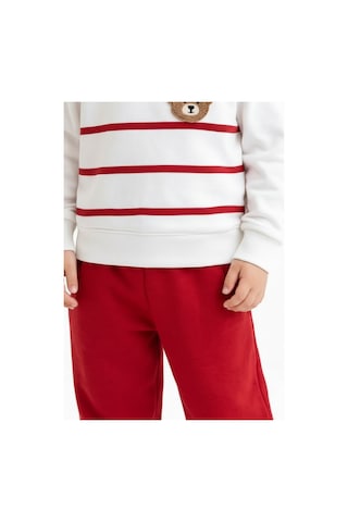 Ürünya Erkek Bebek Pamuklu Çizgili Animal Desenli Sweatshirt Eşofman Takımı - 12 Ay Kırmızı 2'li Lacivert