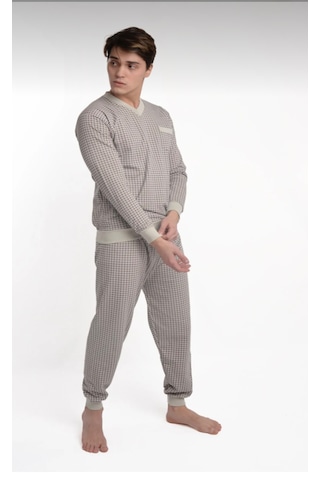 Aysun Tekstil Pamuklu Kumaştan Geniş Kesim Erkek Pijama Takımı