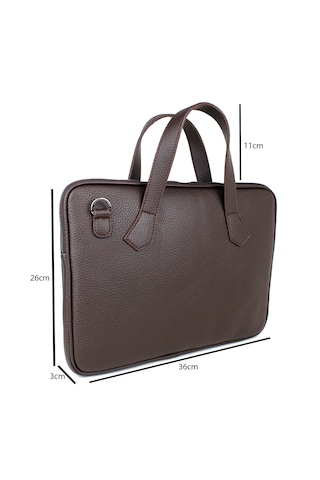 Kadın Kahverengi Evrak Çantası 13,6 İnç Laptop Çantası Kahverengi