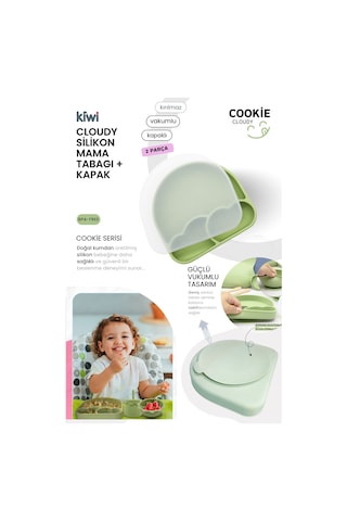 Kiwi Cloudy 11 Parça Full Silikon Bebek Beslenme Seti: Güvenli, Esnek, Bpa / Pvc İçermez, %100 Doğal