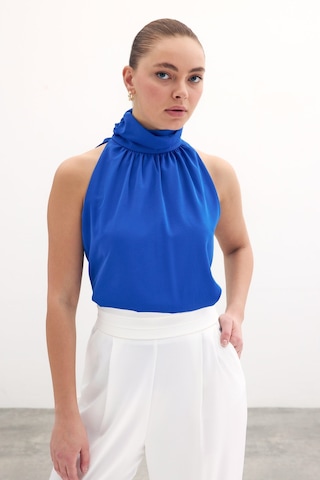 Sateen Kolsuz Salaş Bluz - Sax Mavi-131489 Sax Mavi