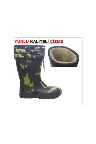 Reçber Yünlü Çizme Katlanır Kaliteli Avcı Kampçı Çizmesi 43No