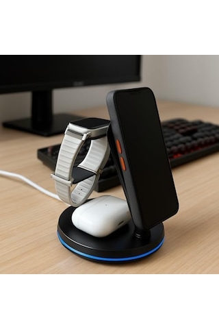 X-level X-multimag İphone/apple Watch/airpods İle Uyumlu Magsafe Özellikli 3 In 1 Kablosuz Şarj Istasyonu, 33w Hızlı Şarj, Aynı Anda 3 Cihaz Şarj Etme, Araç Ve Masaüstü Kullanım,xc4053 Siyah