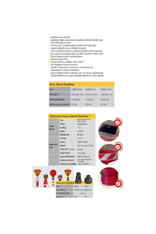 Sarı Fls 128x45mm Solar Flaşörlü Ledli Uyarı Butonu 11819