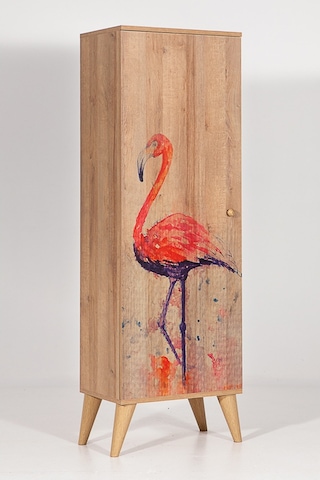 Bingo Flamingo / 8 Raflı Tek Kapaklı Çok Amaçlı Mutfak Dolabı Banyo Dolabı Çok Amaçlı Dolap