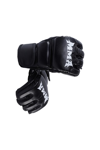 Boks Eldivenleri Yarım Parmak Açık Avuç İçi Grappling Müsabaka Yetişkin Unisex Siyah