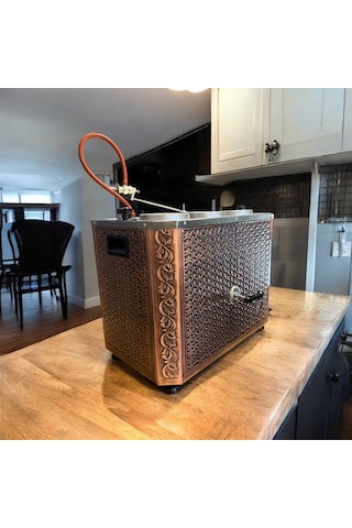 Bakır Elektrikli Çayland Çay Kazanı 3 Demlik 33 Lt Kapasi