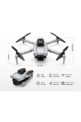 M6 Hava Dronu 3 Kameralı Ekranlı Kumanda Elektikli Kamera Havada Sabit Kalma 360 Derece Engel Kaçınma Başsız Mod Rota Uçuşu 360 Derece Takla