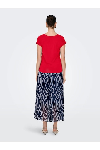 Only Onlrilla S/s V-neck Top Kadın T-shirt 15315776 Kırmızı